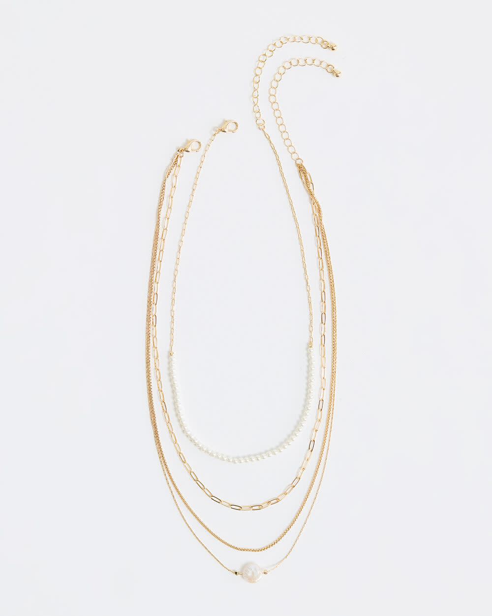 Multi-Chain Necklace with Pearls