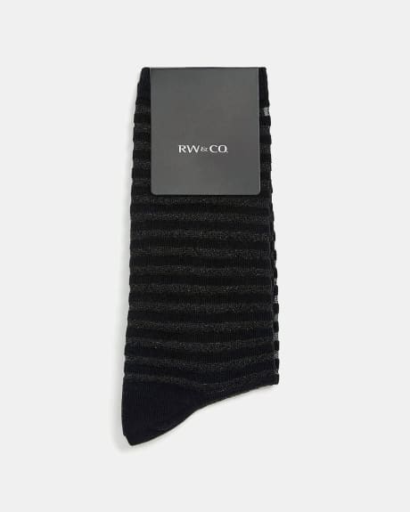Sheer Socks with Black Stripes