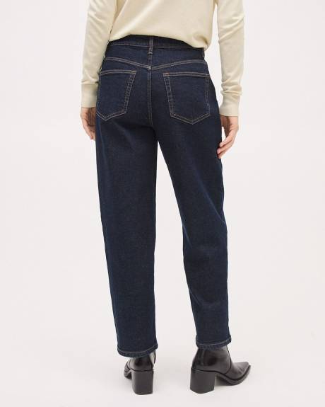 Dark-Wash High-Rise Barrel Jeans