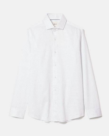 Chemise Habill&eacute;e Blanche &agrave; Coupe &Eacute;troite &agrave; Pois