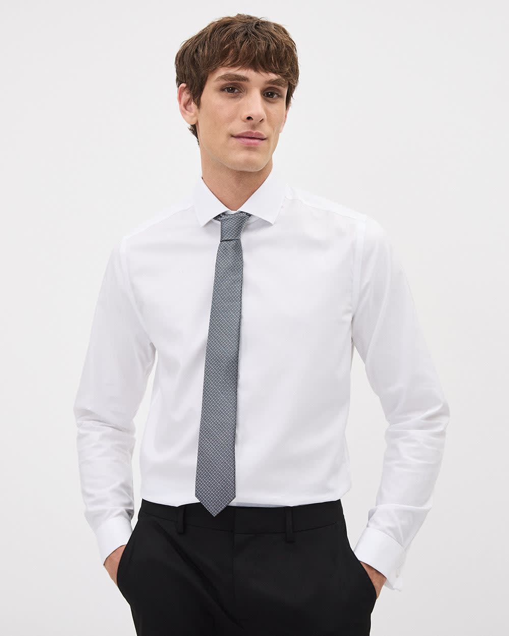 Grey Skinny Tie with Geometric Pattern