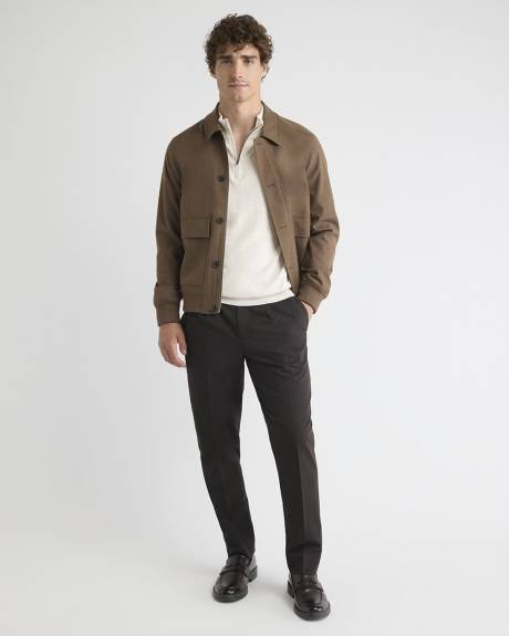 Long-Sleeve Half-Zip Mock-Neck Sweater