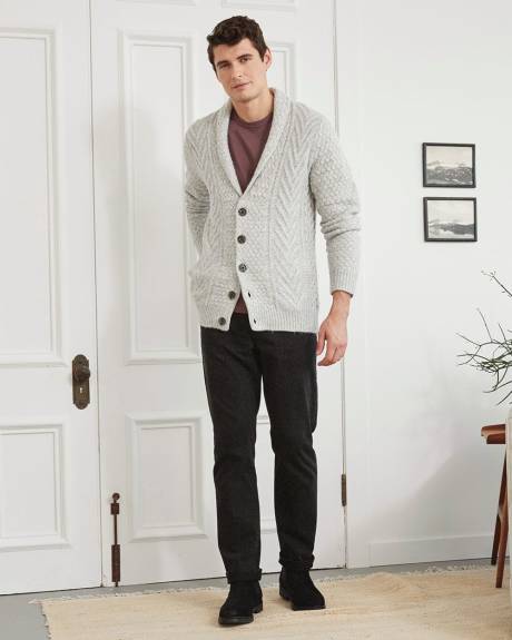 Shawl Collar Cardigan with Cable Stitch