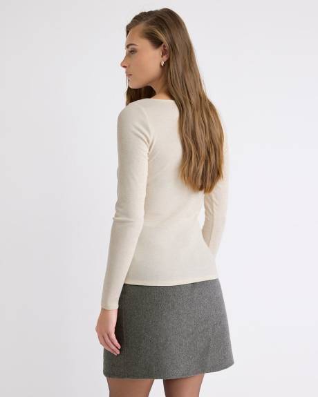 Long-Sleeve Scoop-Neck Ribbed Top