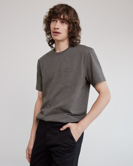 Solid Short-Sleeve Crew-Neck Tee with Chest Pocket