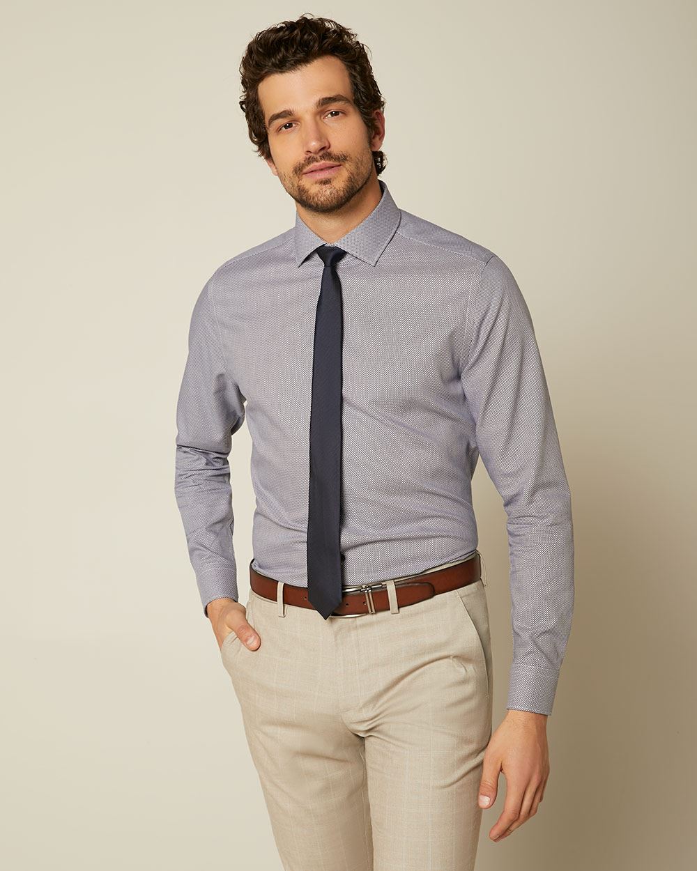 Tailored Fit Textured Dress Shirt | RW&CO.