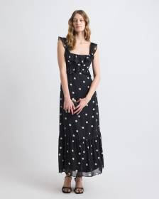 Sleeveless Maxi Cocktail Dress with Ruffles
