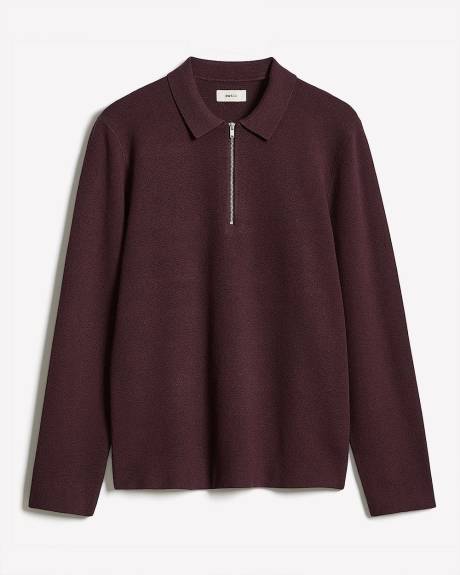 Long-Sleeve Half-Zip Polo Sweater