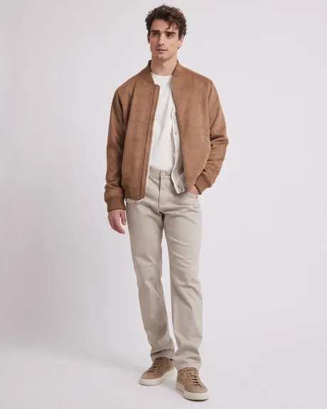 Faux Suede Bomber Jacket