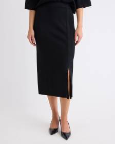 High-Rise Straight Sweater Midi Skirt