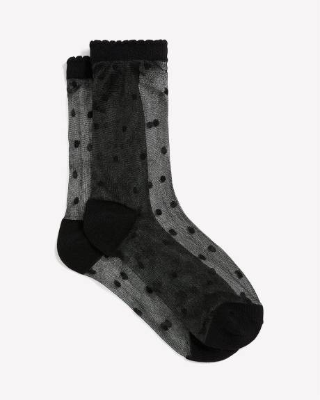 Sheer Crew Socks with Dots
