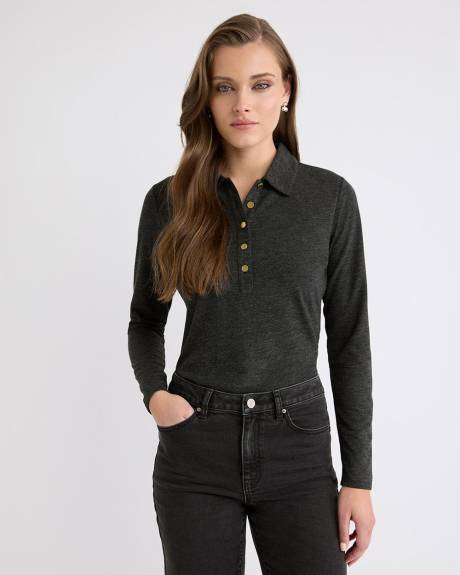 Long-Sleeve Fitted Polo