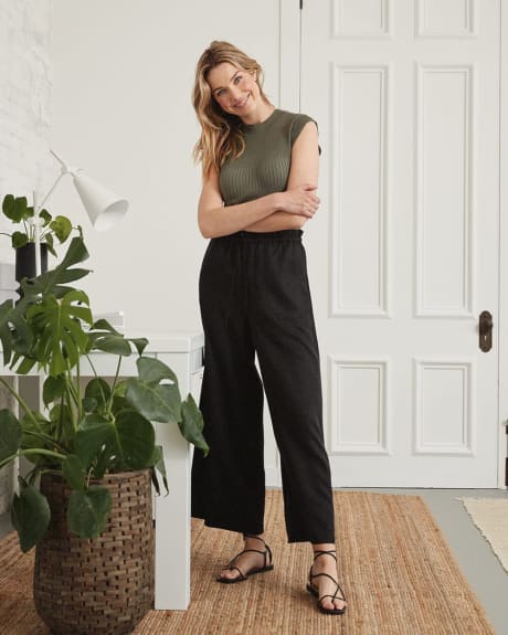High-Waisted Paperbag Wide Pant - 27"