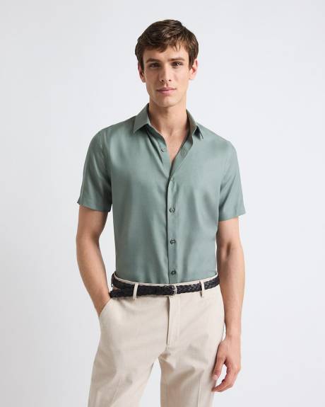 Chemise Habillée Style Tricot à Coupe Étroite à Manches Courtes