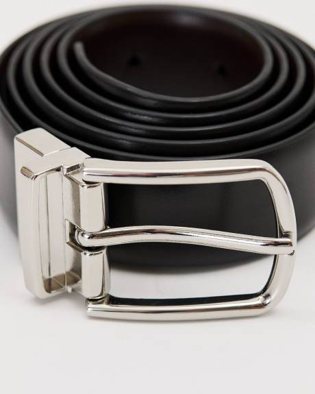 Ceinture R&eacute;versible en Cuir Noir et Brun