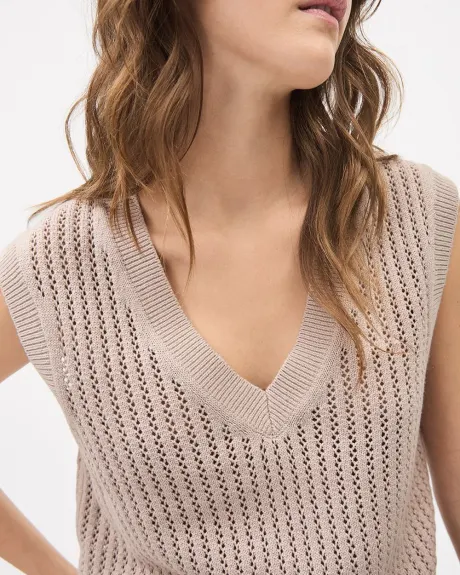 Relaxed-Fit Sweater Vest with Fancy Stitches
