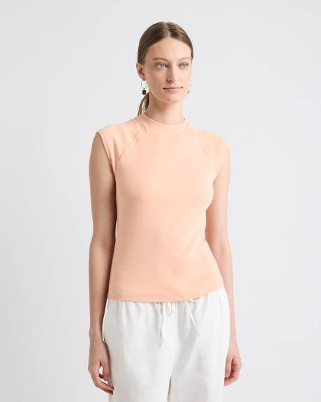 T-Shirt à Manches Très Courtes et Col Rond