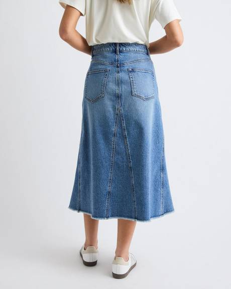 Jupe &Eacute;vas&eacute;e Maxi en Denim &agrave; Taille Haute