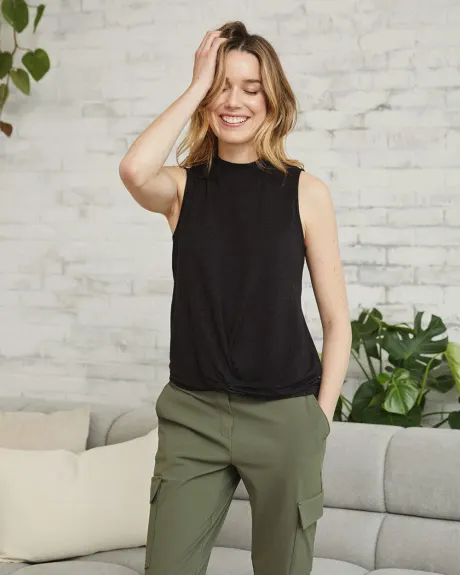 Relaxed Mock-Neck Bamboo Cami with Twisted Hem