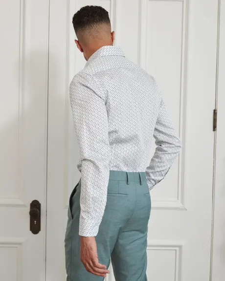 Slim Fit Spread Collar Dress Shirt with Micro Print