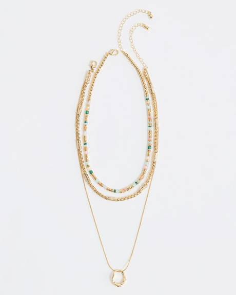 Multi-Chain Necklace with Colourful Beads