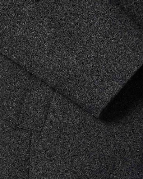 Classic Solid Mock-Neck Wool Coat with Dickey