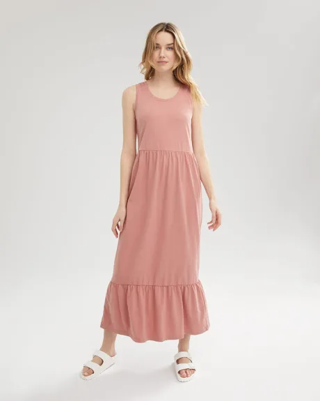 Cotton Tiered-Hem Sleeveless Maxi Dress