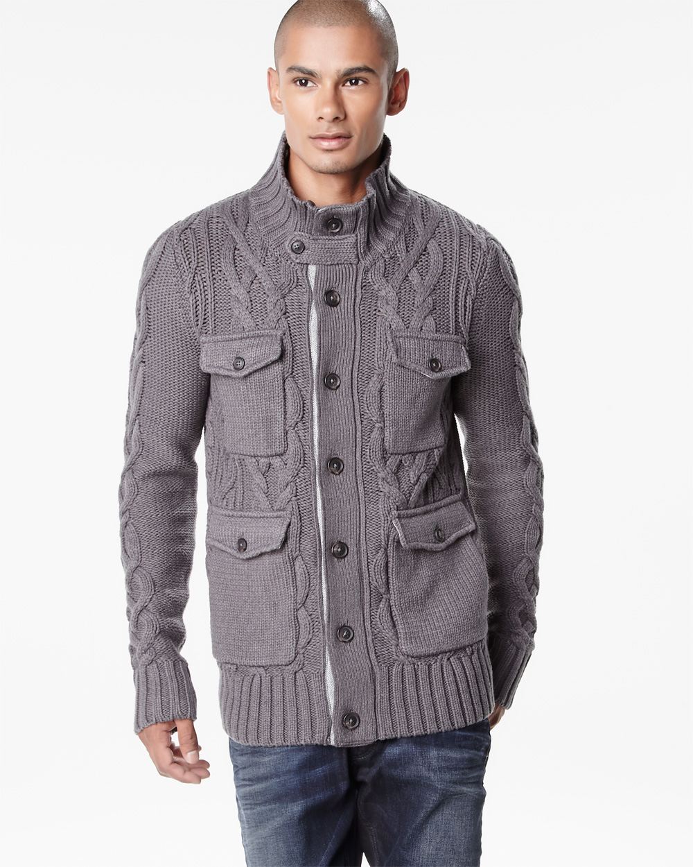 Utility sweater jacket with removable fur | RW&CO.