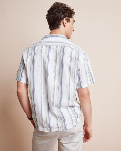 Short-Sleeve Striped Shirt with Camp Collar