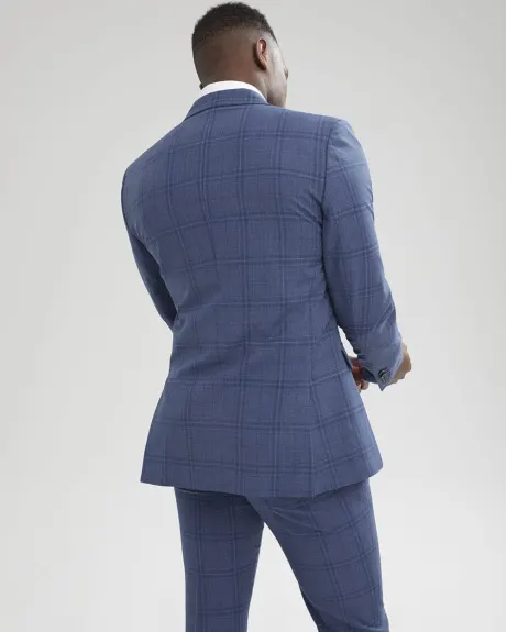 Tailored Fit Blue Check Wool-blend Traveller Blazer