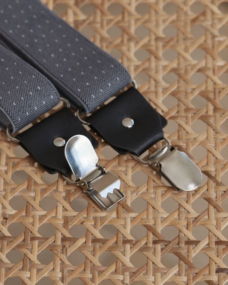 Grey Suspenders with Micro Dots