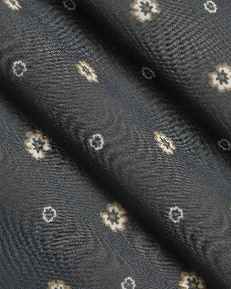 Chemise Fleurie à Manches Courtes et Col Camp