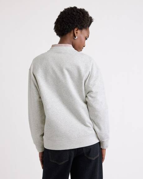 Pull en French Terry &agrave; Col Rond et Manches Longues