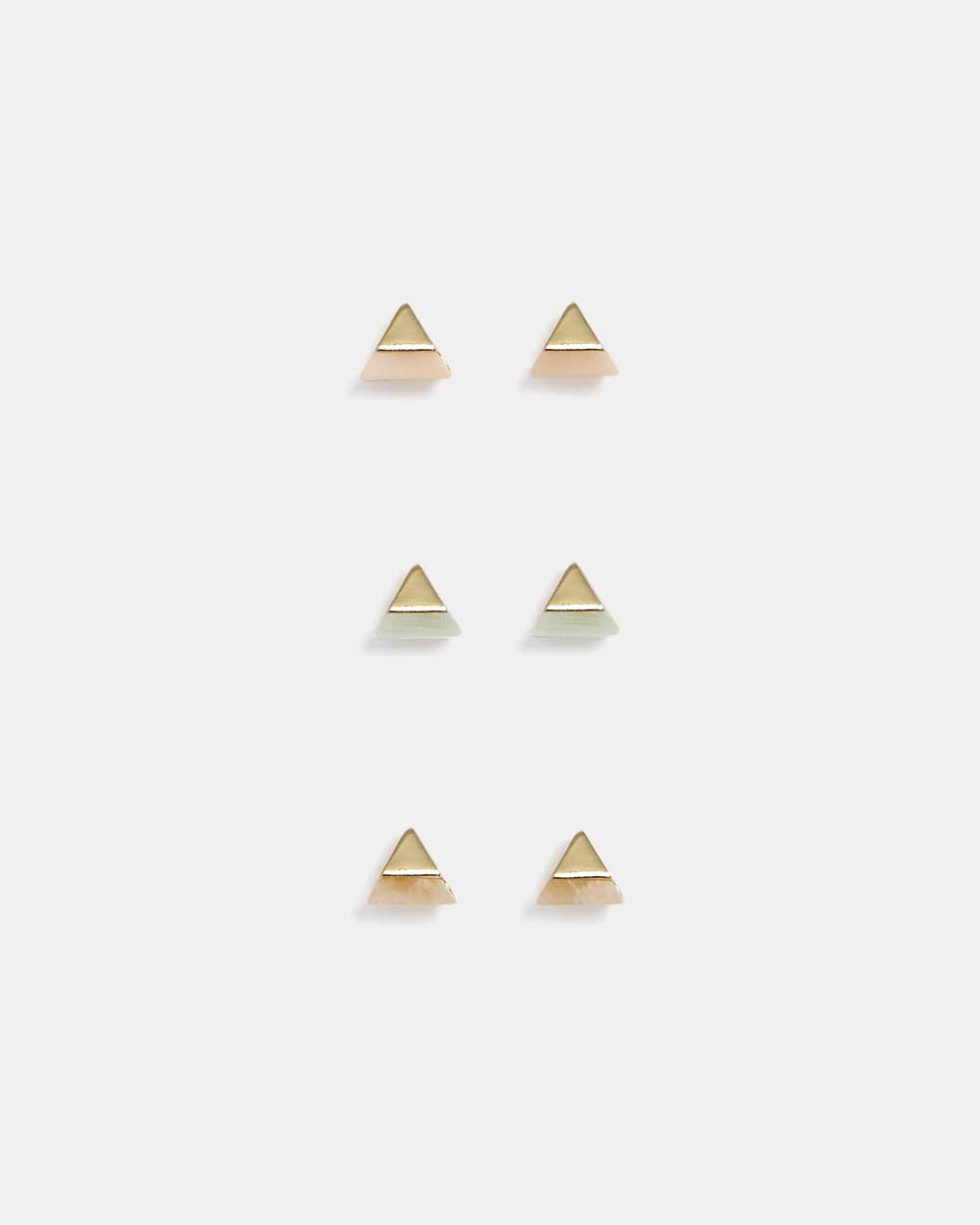 Triangle Stud Earrings - 3 Pairs