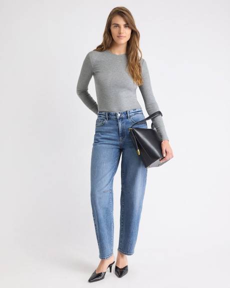 Long-Sleeve V-Neck Ribbed T-Shirt