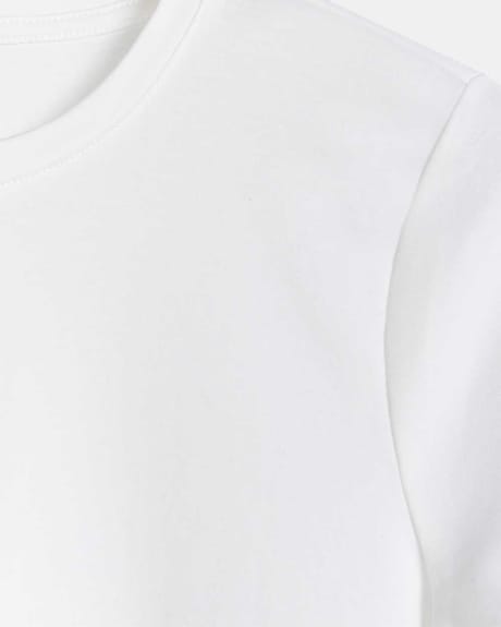 T-Shirt Blanc à Col Rond en Coton