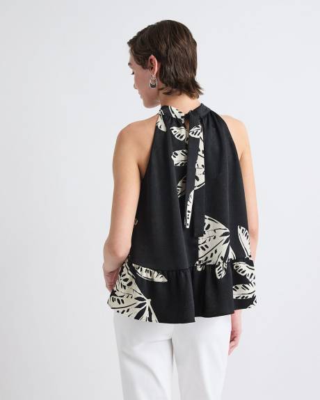 Sleeveless Halter-Neck Satin Blouse