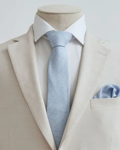 Regular Linen-Blend Tie and Handkerchief Set