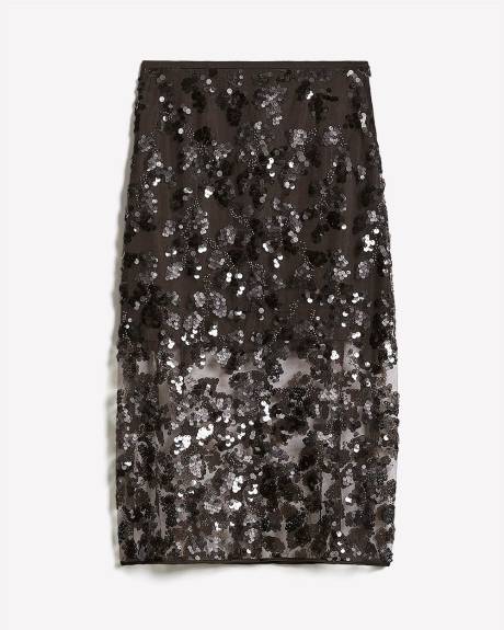 High-Rise Sequins Midi Skirt