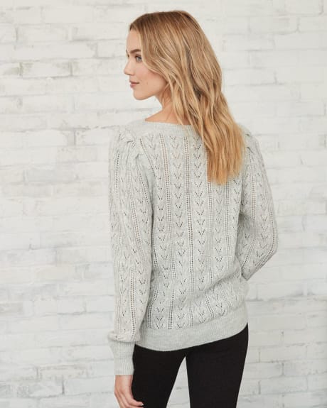 Hairy Knit Pointelle Boat Neck Sweater