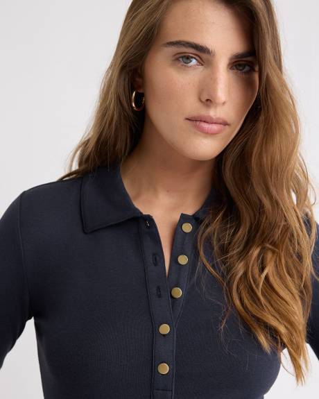 Luxe Knit Long-Sleeve Polo