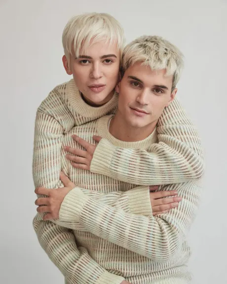 Gender-Neutral Gradient Crew-Neck Sweater