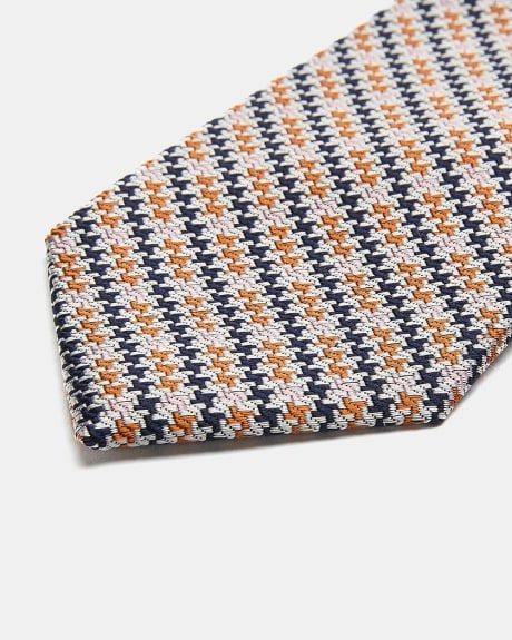 Cravate Régulière à Pied-de-Poule Tricolore