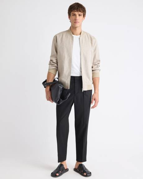 Linen-Blend Bomber Jacket