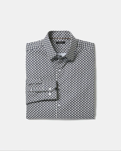 Slim-Fit Dress Shirt with Medium Psychedelic Pattern
