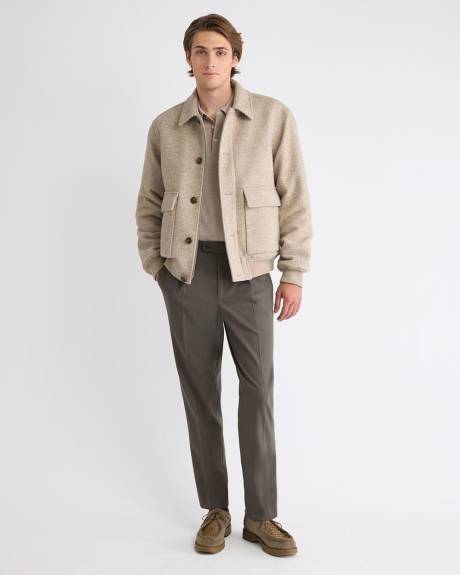 Wool-Blend Tapered-Leg Pleated Dress Pant