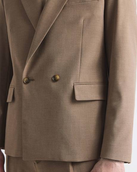 Veston de Complet Taupe Ros&eacute; &agrave; Coupe D&eacute;contract&eacute;e &agrave; Boutonnage Double