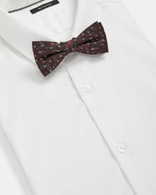 Burgundy Bow Tie with Black Leaves