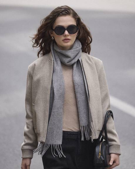 Veste Aviateur en Mélange de Laine