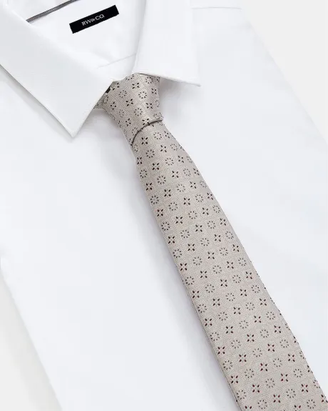 Regular Beige Tie with Retro Micro Pattern